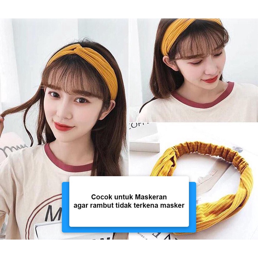 Bando Wanita Simple Korean Style / Bandana Simpul Fashion Wanita Bandana Rajut Bentuk Silang Aksesoris Rambut Wanita Bando Silang MatteTwist Headband