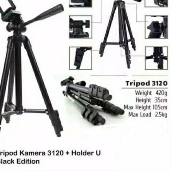 Tripod TF-3120 Black Edition - Tripod Kamera 3120 Free Holder U