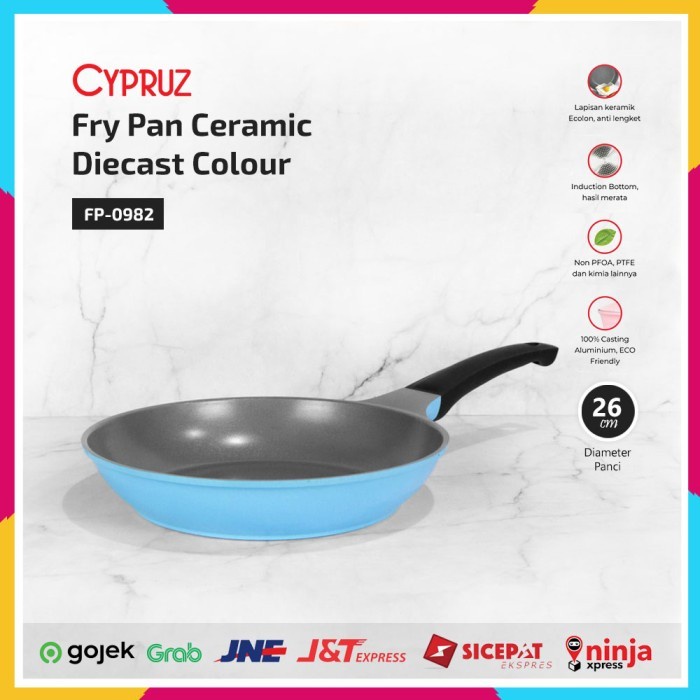 CYPRUZ COLOUR FP-0982 26Cm Glowing Blue Fry pan Ceramic Die Cast