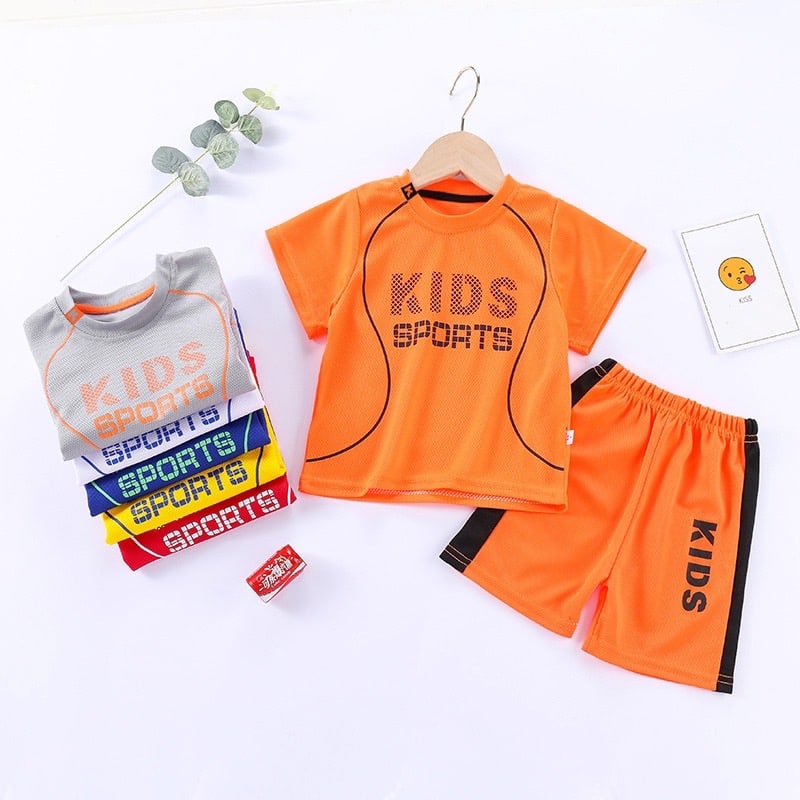 LID9128 - Setelan Baju Kaos Celana Set 2in1 Cewek Cowok Import Kids Sport