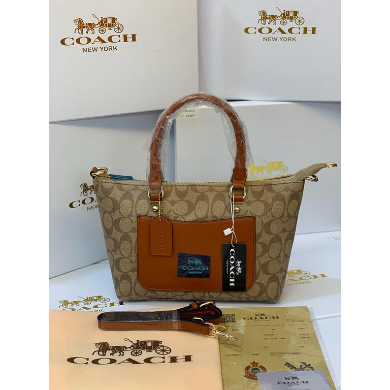 COACH Canvas Material PREMIUM Lady's Handbag Inclined Shoulder Bag