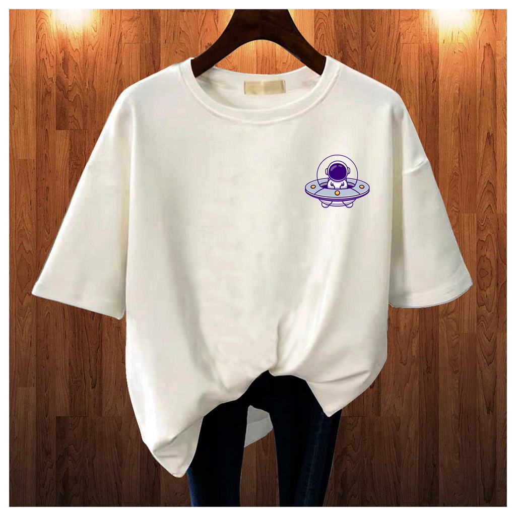 CALVIERO SHOP - BAJU KAOS ATASAN WANITA PRINT UFO ASTRO LOGO GALAXY PRINT