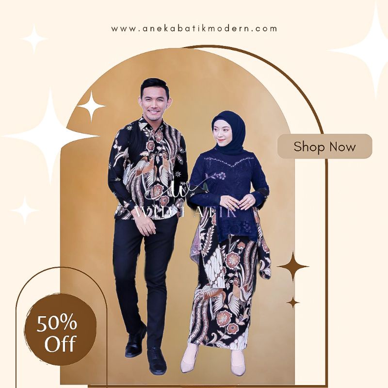 BATIK COUPLE KEBAYA ADHISTY KEMEJA BATIK PRIA KONDANGAN KERJA KANTOR FORMAL CASUAL MURAH NIKAHAN TUN