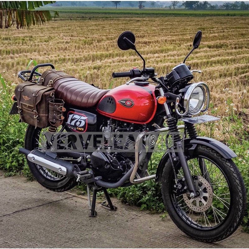 w175 , kawasaki w175 , w175 cafe ,w175 se, sidebag kulit
