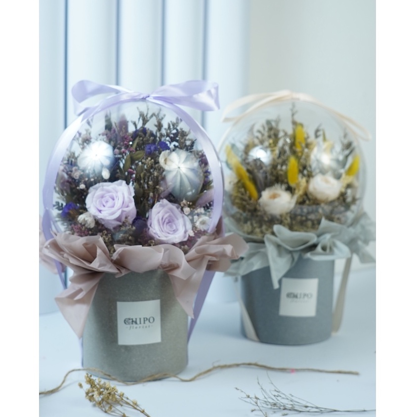 Kado Bunga / Hadiah Ulang Tahu / Acrylic Flower Bloom Baloon XL / Bunga Dalam Balon / Bunga Unik / H
