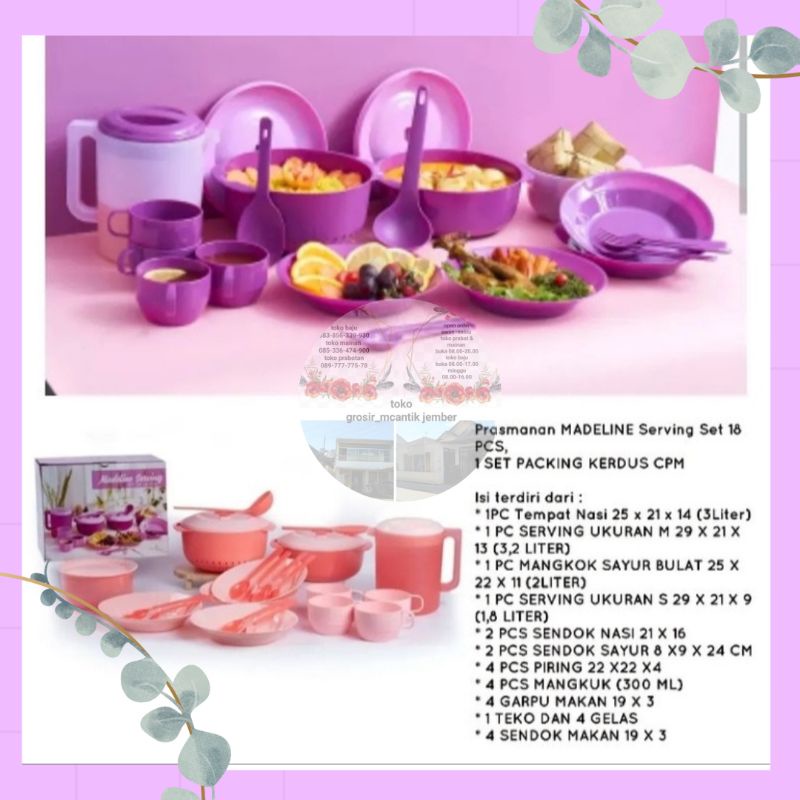 Prasmanan Madeline 1 set 18 pcs bahan plastik tebal