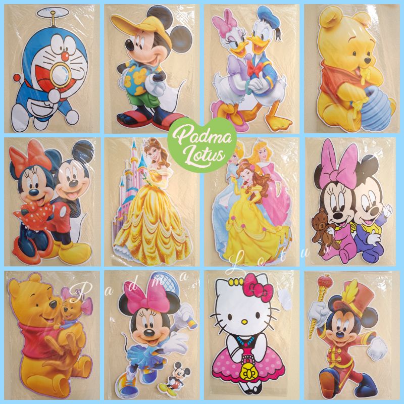 stiker besar lembaran sticker pooh mickey anak wallpaper