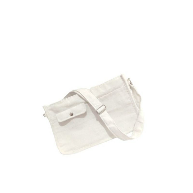 Tas Selempang Sling Bag Basic Canvas Pria Wanita Casual Shein Kanvas