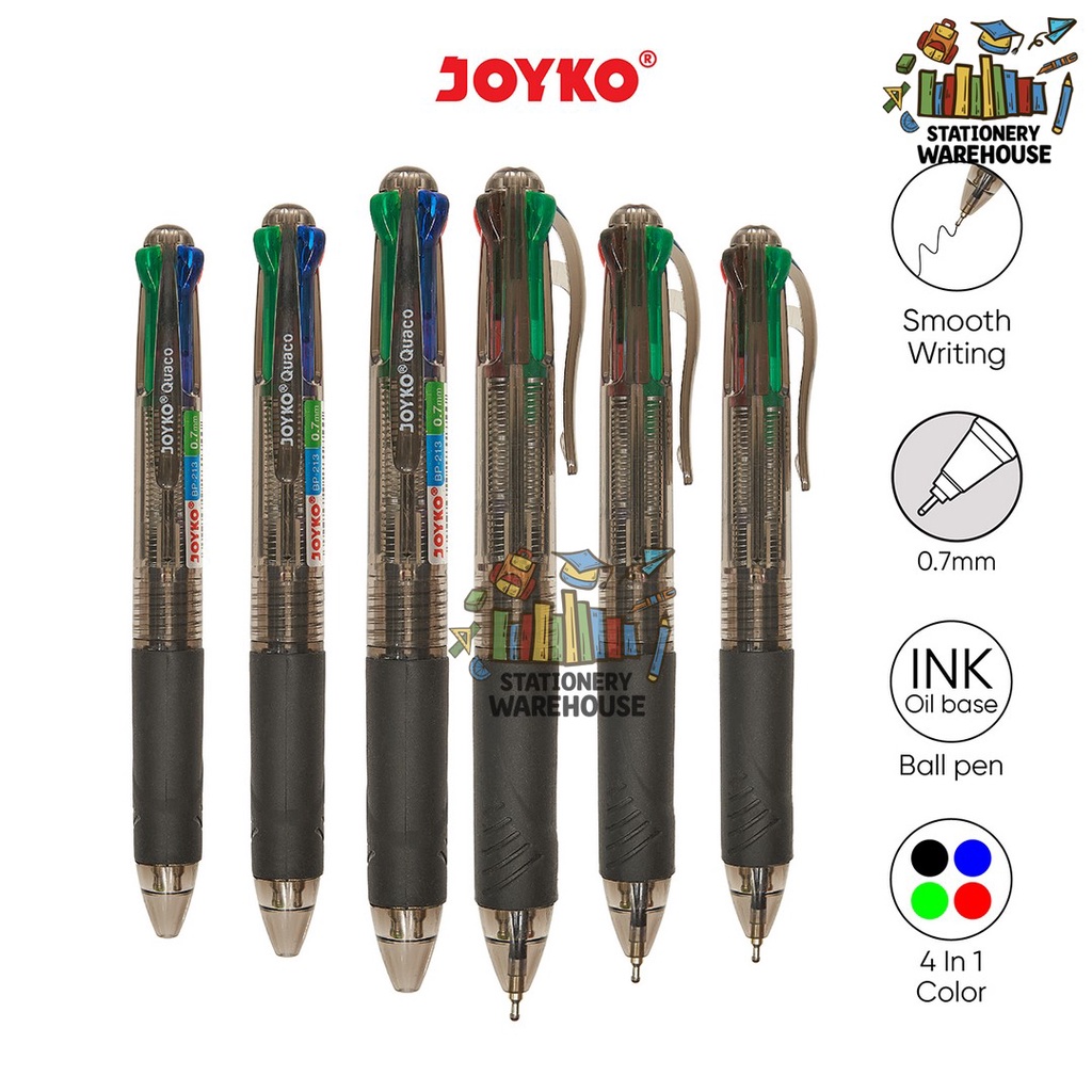 

Ball Pen / Pulpen / Pena Joyko BP-213 / Quaco / 0.7 mm / 4 Warna / Colors