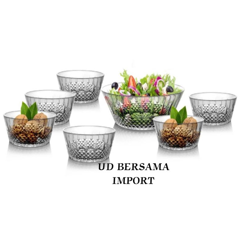 KRIS Set 7pcs Mangkuk Saji Salad/Mangkuk Kaca/Mangkuk Serbaguna