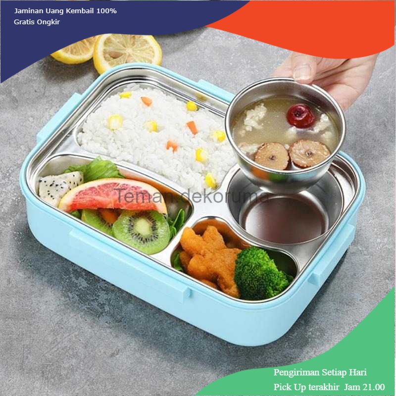TD - PR UPORS Kotak Makan Anti Tumpah Stainless Steel Lunch Box 4 Grid - UP4