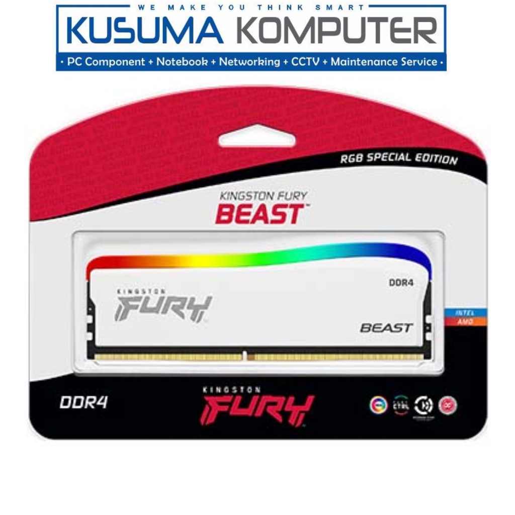 Ram Kingston Fury Beast RGB 8GB White DDR4 3200 KF432C16BWA/8