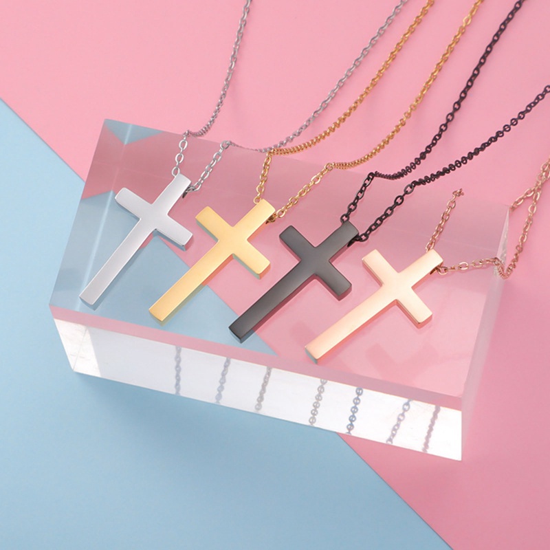 Fancyqube Kalung Rantai Liontin Salib Bahan Stainless Steel Untuk Pria Dan Wanita