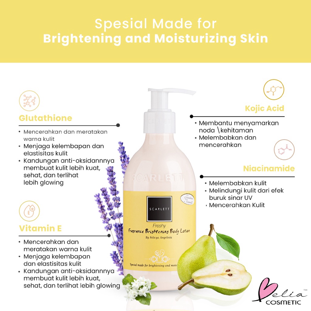 ❤ BELIA ❤ SCARLETT Whitening Body Lotion Series 300ml | Pelembap Tubuh | Lotion Anti Kulit Kering | BPOM