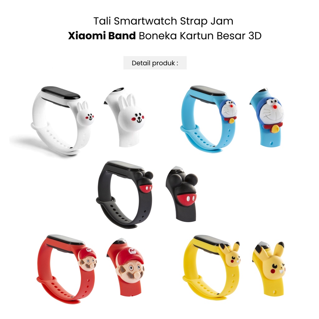 Strap Tali Xiaomi Mi Band 3/4/5/6 Boneka Kartun 3D Xiaomi Band Strap