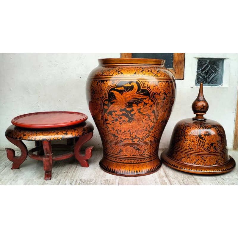 #guci kayu #gentong china #langka kolektor #hiasan lawas #koleksi jadul #vintage pajangan