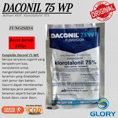 DACONIL 75WP Klorotalonil 75% 100GRAM Fungisida Kontak Lambung Untuk Mengendalikan Penyakit Pada Tan