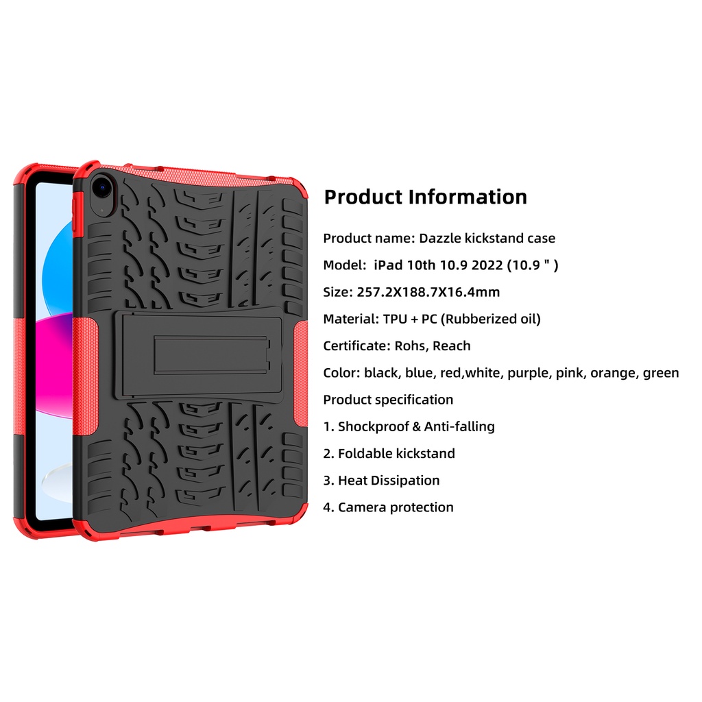 Casing Pelindung iPad 10 (2022) 10.9 &quot;10th Gen 10.9&quot; A2757 A2777 Shockproof Dengan Kickstand