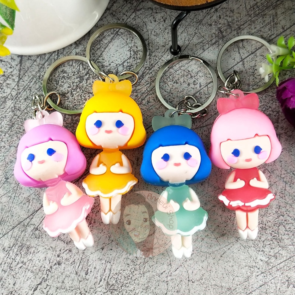 BKK0011 - Gantungan Kunci Cute Girl Doll Princess Boneka Character Keychain Key Chain Gantungan Tas Kotak Pensil Charm Stationery Kpop Korea
