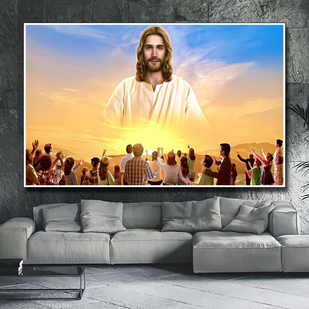 Hiasan Dinding Poster Gambar Tuhan Yesus  Xtra Jumbo Besar Best seller Ukuran 100x70cm 150x100cm 200