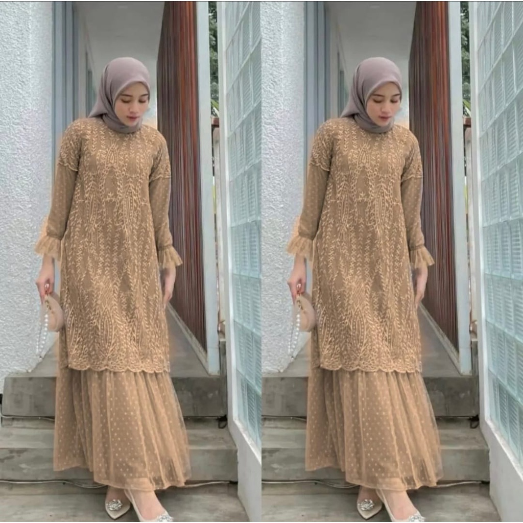 O2 Fashion / Tiara dotty dress / bisa cod gamis tile mutiara model terbaru pakaian muslim terbaru