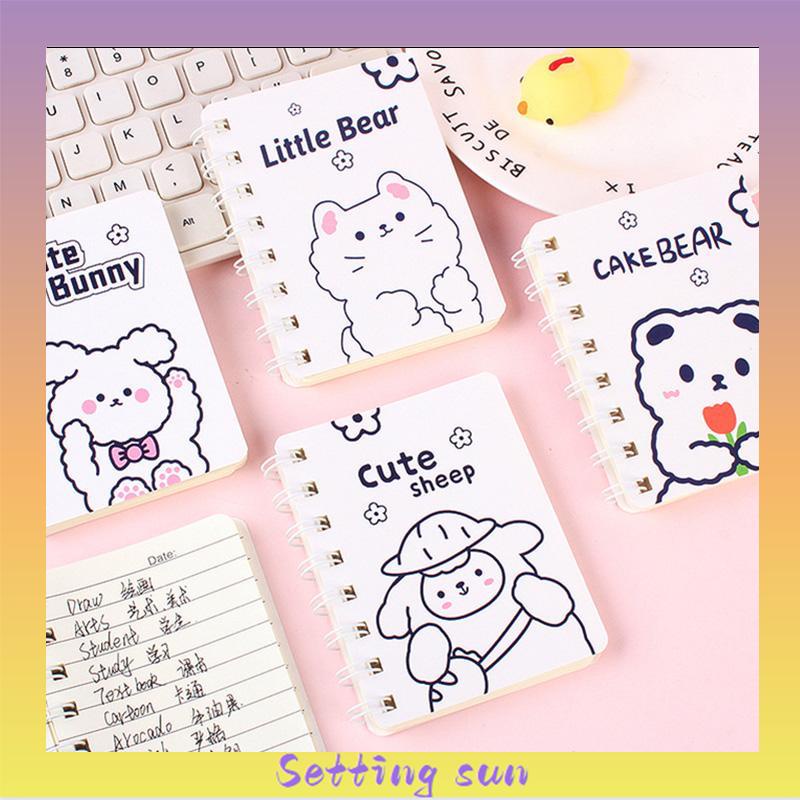 A7 Buku kecil Kartun mini notebook ring motif buku tullis kecil lucu notebook ring motif Perlengkapan sekolah TN