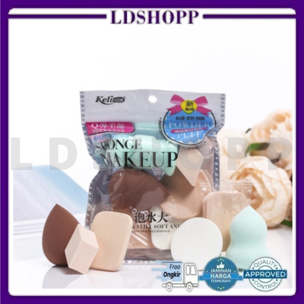 LDS sponge K586 Spons Make up 1 Set Isi 6 Pcs / Spons Foundation Pembersih / Make Up
