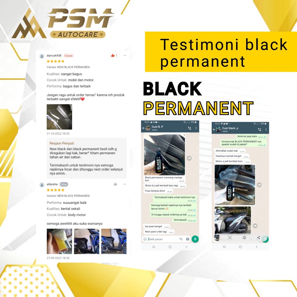 GLOSSY BLACK Premium 50ml, Penghitam motor/mobil, Trim Restorer, Dasboard, Interior, Body Kasar Dll