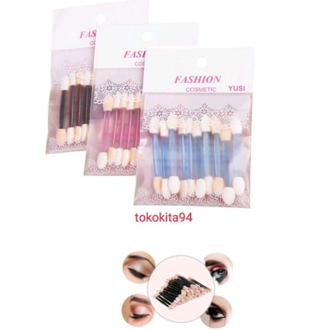 Kuas Eyeshadow 1Set isi 10 Pcs - Kuas Eyeshadow 2in1  - Brush Eyeshadow Satuan  2in1