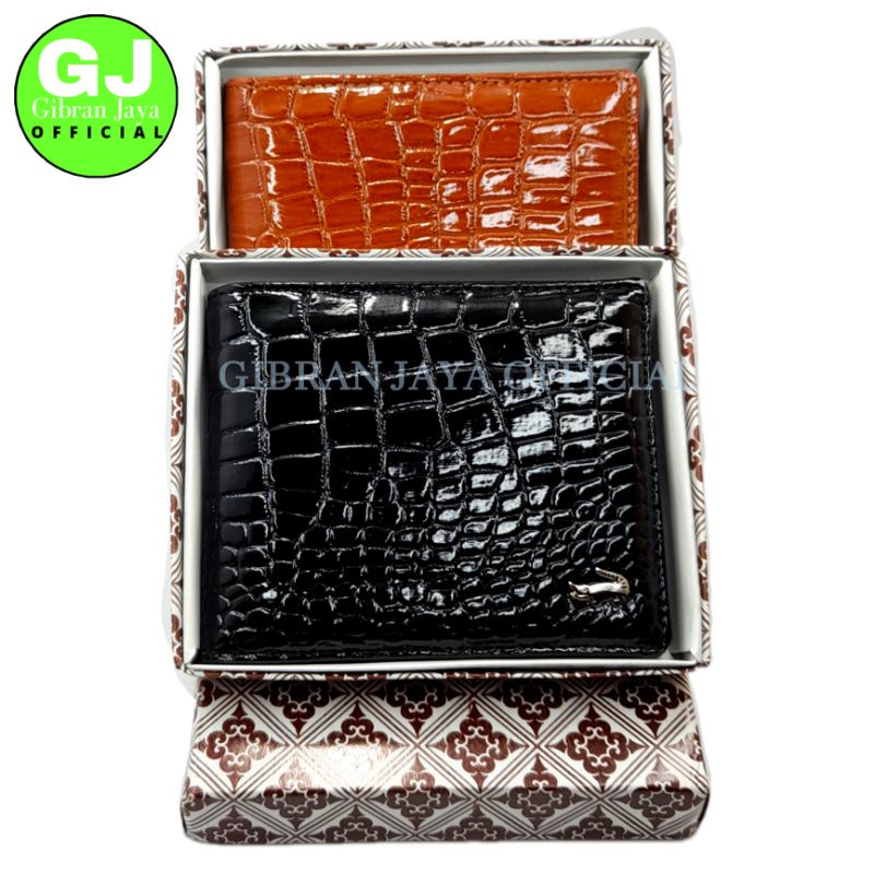 Dompet Pria 7 Slot Kartu Ukuran Standar Free Box Motif Kulit Crocodille