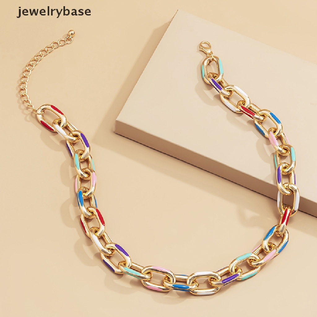 Kalung Rantai Choker Bahan Aluminum Warna-Warni Untuk Wanita