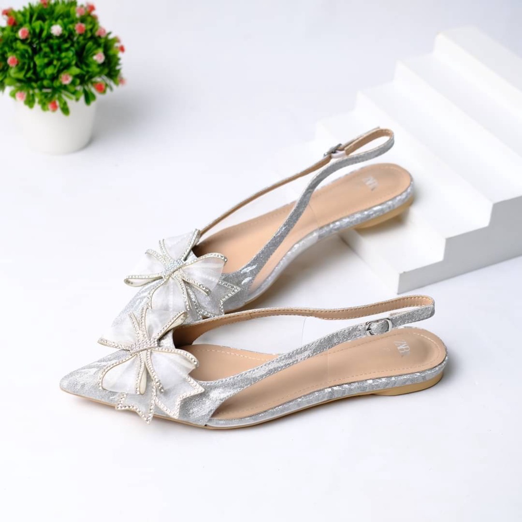 [7.7 Boombastis Sale⚡] - SEPATU WANITA PESTA FLAT SLING BACK ZS488 BRANDED PREMIUM IMPORT