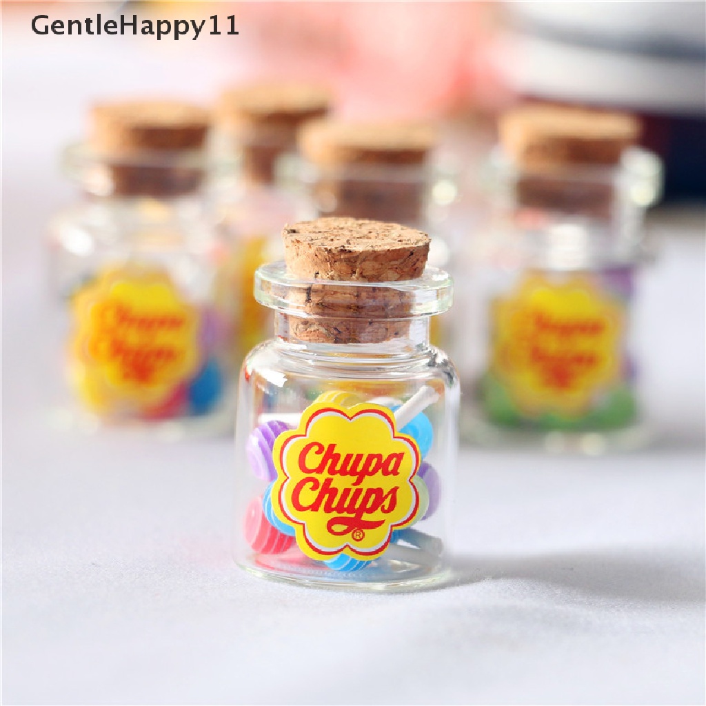 Gentlehappy Mainan Miniatur Permen Lolipop / Dessert / Gula + Case Holder Untuk Aksesoris Rumah Boneka 1 / 12