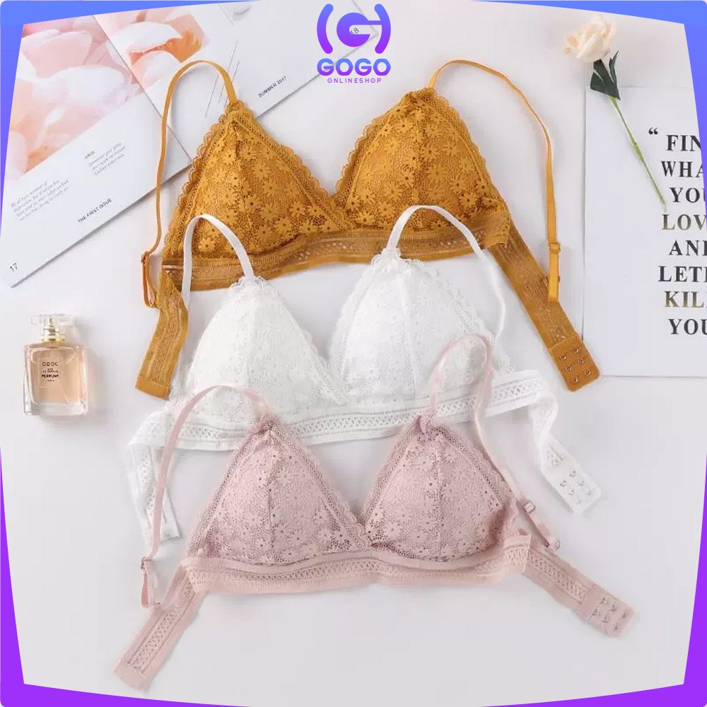 GOGO-P69 P70 Pakaian Dalam Wanita Bra Cup Segitiga Tanpa Kawat / BH Push Up Renda / Beha Wanita Sexy