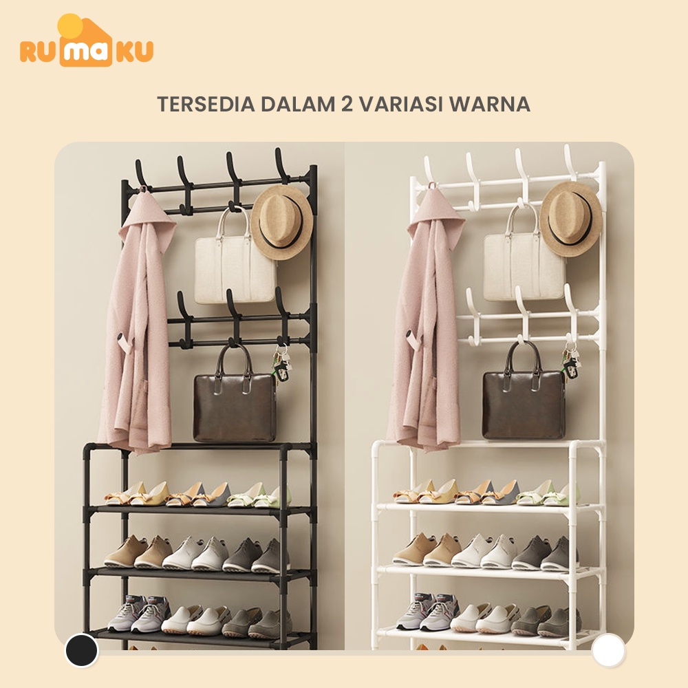 Rumaku Rak Sepatu Serbaguna Multifungsi Stand Hanger Gantungan Baju Topi Minimalis