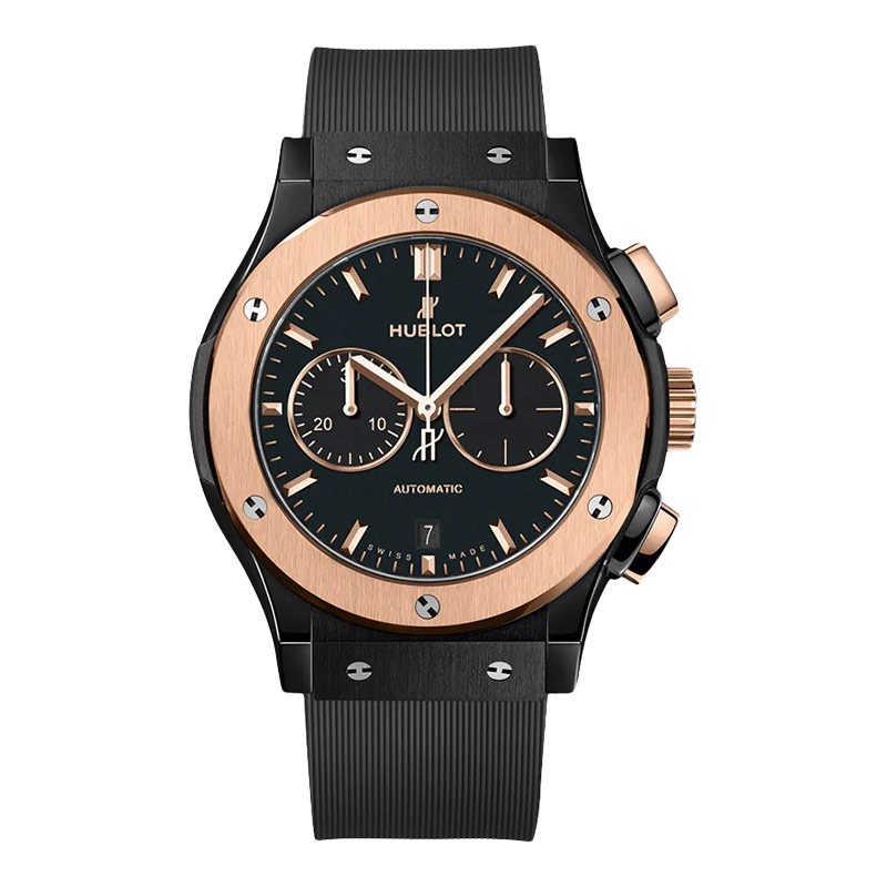 Jam Tangan Pria Hublot Classic Fusion 541.CO.1181.RX Chronograph Ceramic King Gold Black Dial Black 