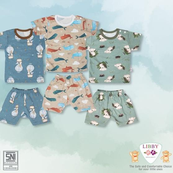 Promo LIBBY 3 Pasang Setelan Pendek NB, 3-6,S,M,L, 2L,XL, XXL Original - Tale Of Prairie, 3 Stel L O