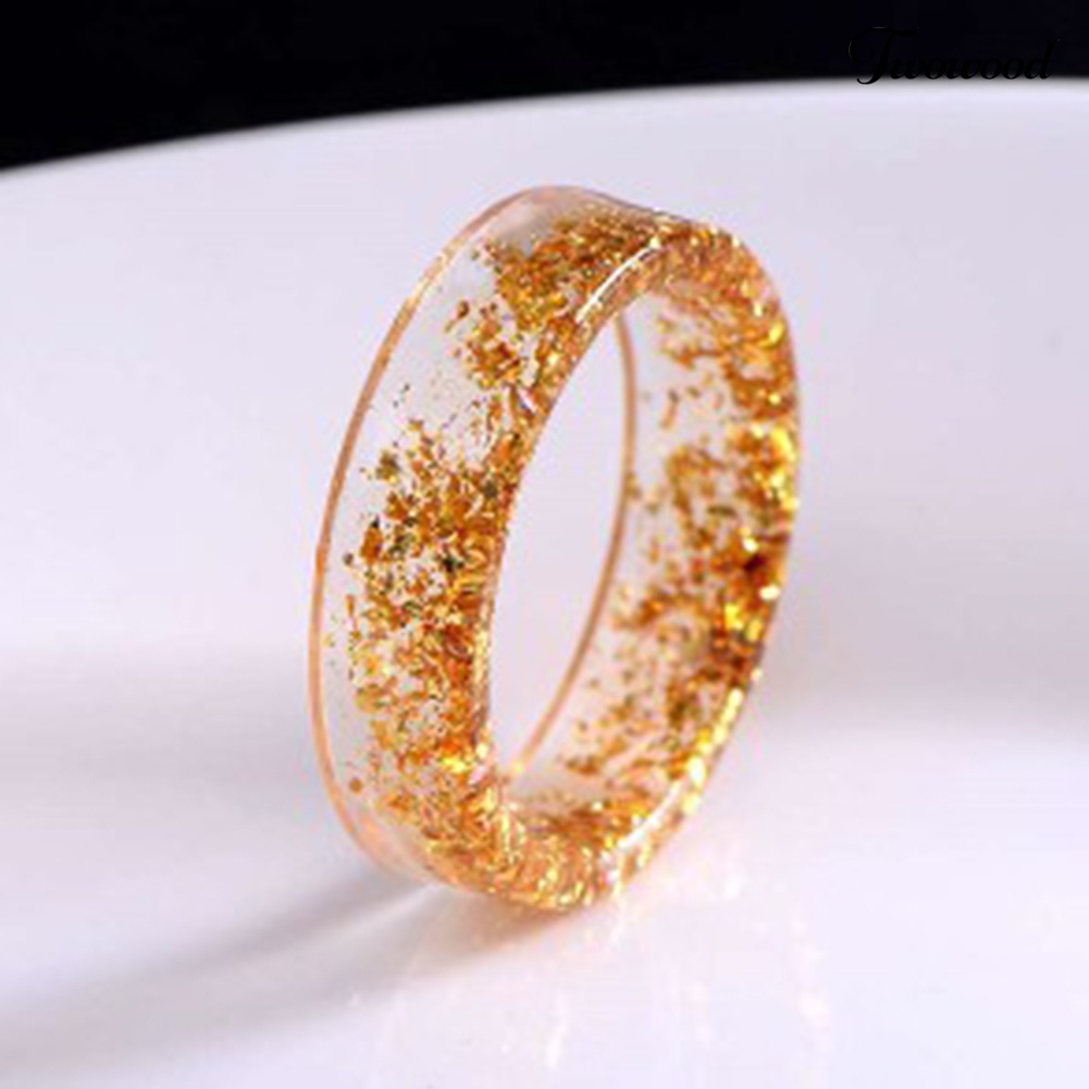 Cincin Wanita Bahan Resin Transparan Aksen Bunga Kering Gaya Vintage Untuk Pesta Pernikahan