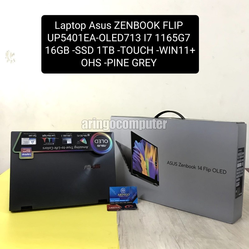 Laptop Asus ZENBOOK FLIP UP5401EA-OLED713 I7 1165G7 16GB -SSD 1TB -TOUCH -WIN11+OHS -PINE GREY