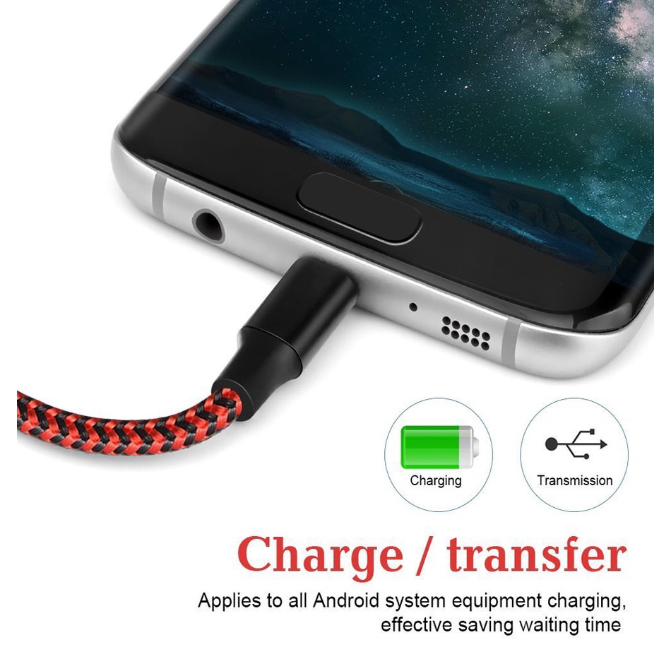 Type-C Kabel Data Kepang Nilon Cafule Cable For USB-C Fast Charge For OPPO VIVO SAMSUNG XIAOMI