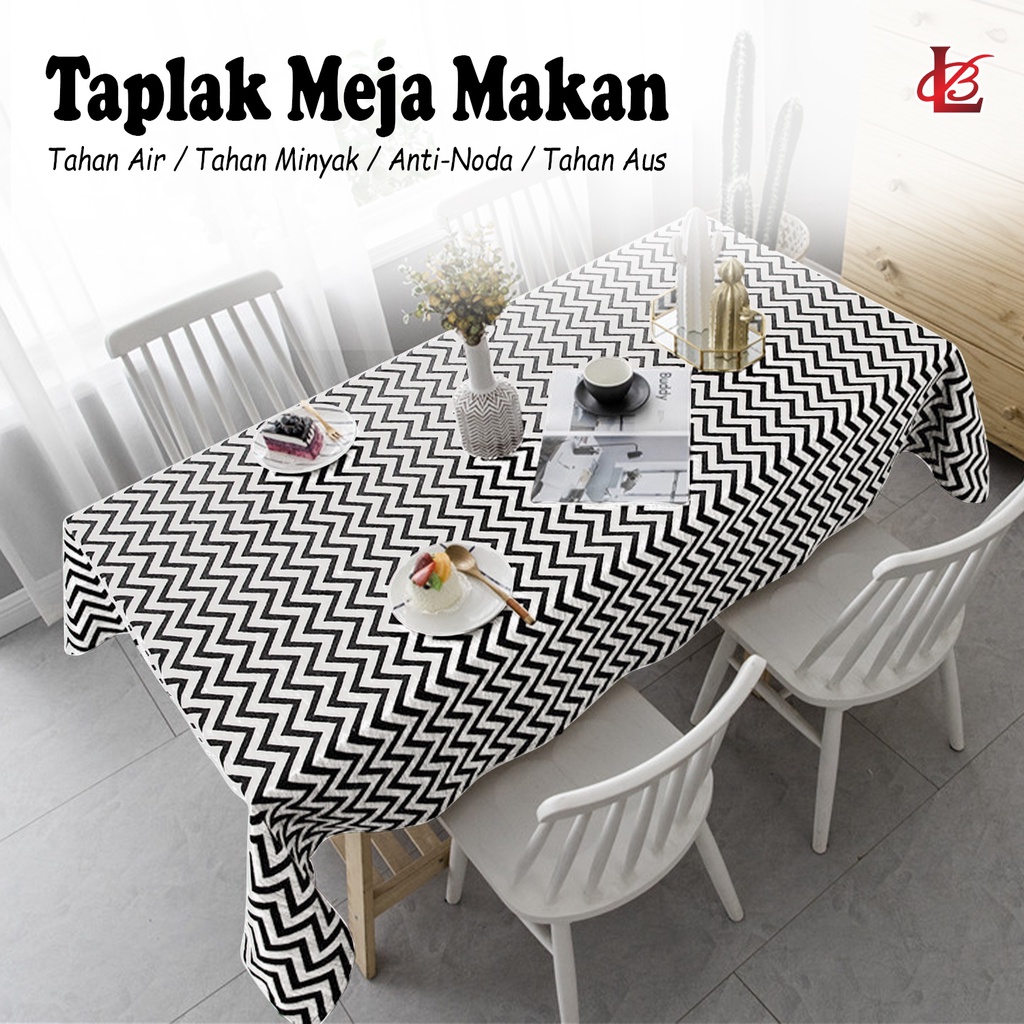 Taplak Meja Anti Air Anti Minyak Ukuran 137cm X 100cm Motif ZigZag  / Tatakan Meja / Taplak Meja Makan Waterproof 137 X 100 / Taplak Meja Anti Air Motif (D15-3B)