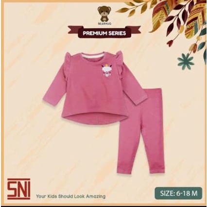 Bearhug Setelan Bayi Perempuan/Cewek Lengan Panjang Model Line A Premium 6-18 Bulan