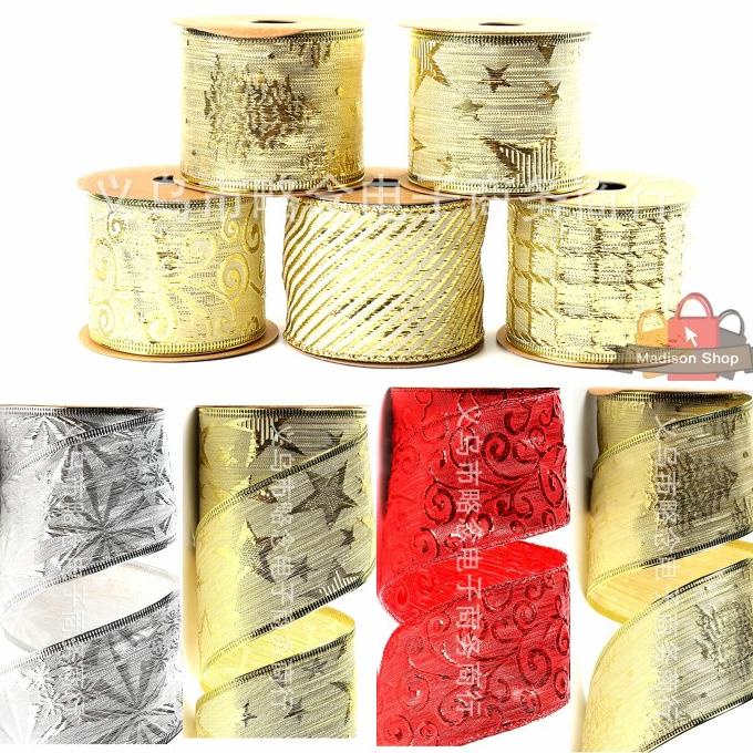 

Pita Natal Rol Pita Embos 6.3cm 2.5m Dekorasi Hiasan Parcel Kado Natal