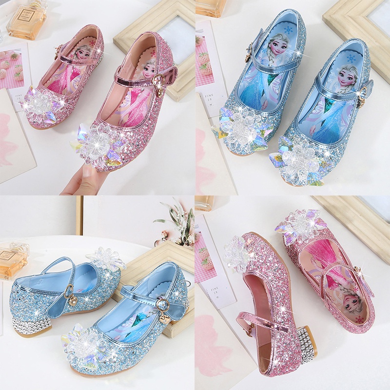 Terbaru Frozen Angel Girls Pesta Pernikahan Sepatu Hak Tinggi + Kotak Sepatu MEWAH INDAH sepatu anak perempuan