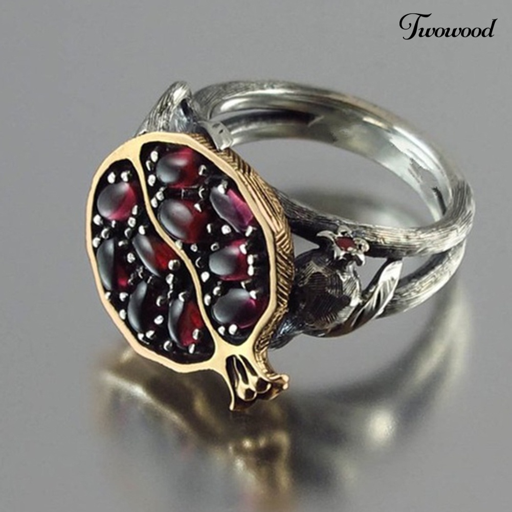 Cincin Batu Permata Delima Imitasi Gaya Vintage Untuk Wanita