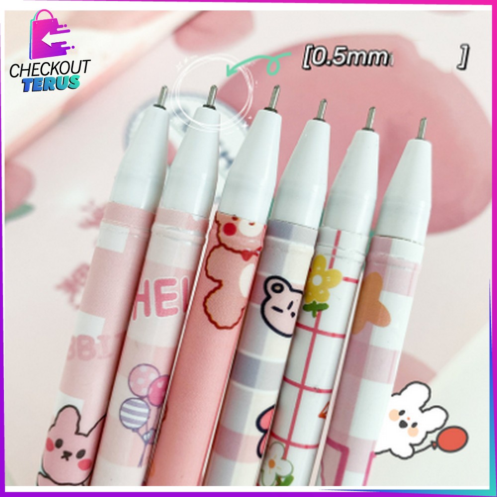 CT A42 Pulpen Gel Hapus Karakter Animal isi 6 pcs Tinta Bisa Di Hapus Alat Tulis Sekolah Pulpen Erasable Bolpoin Portable