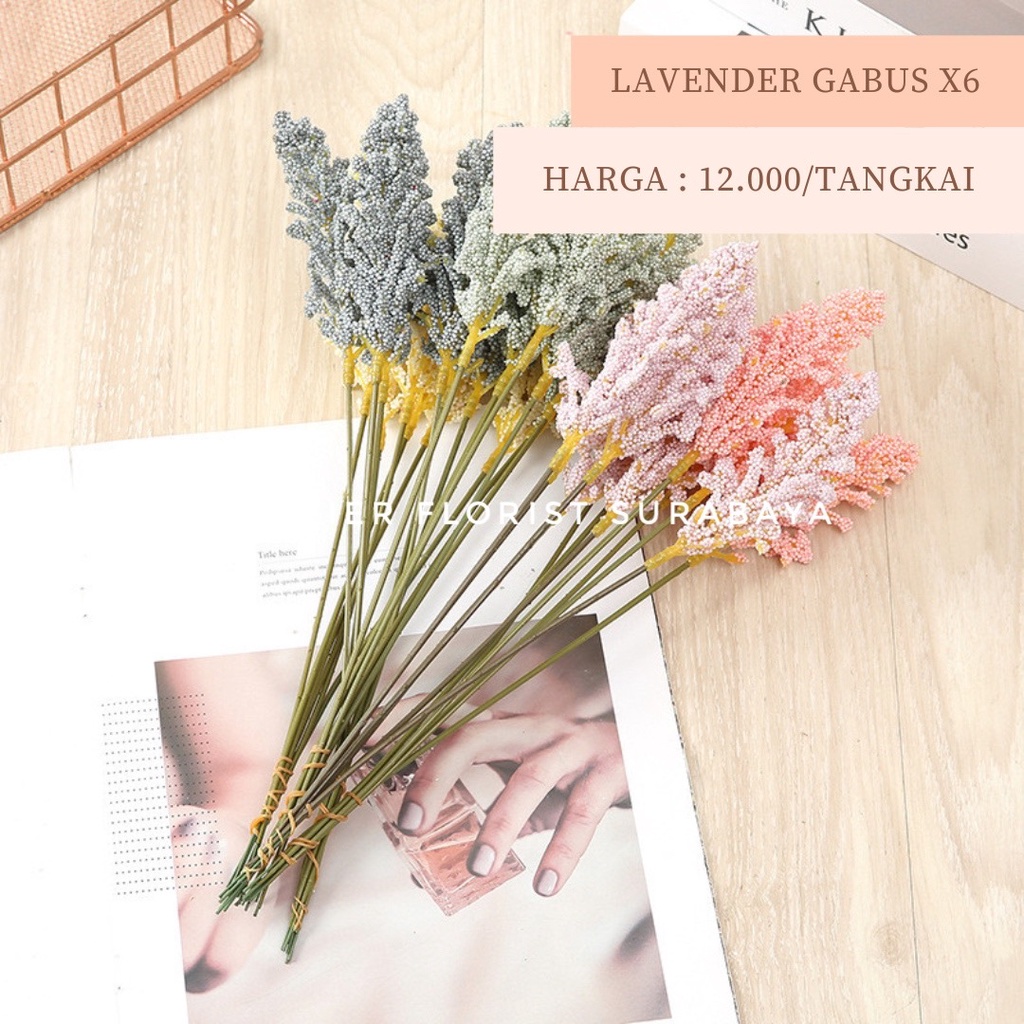 BUNGA LAVENDER GABUS 1 IKAT ISI 6 TANGKAI, TINGGI 30CM DAUN LAVENDER BUNGA PALSU BUNGA ARTIFICIAL BUNGA IMITASI SCRAPBOOK FLOWER DOME DIY ARTIFICIAL FLOWER FLORIST