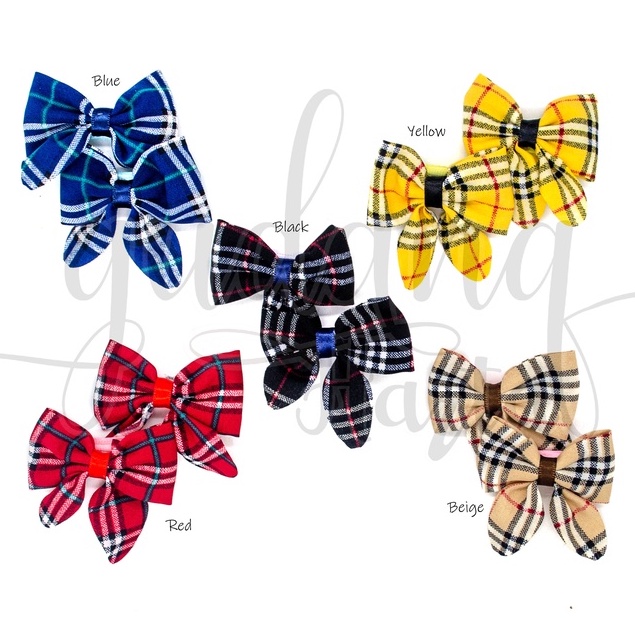 Jepit Rambut Mini Ribbon Check Hairclip Motif Pita Kotak Kotak GH 213913