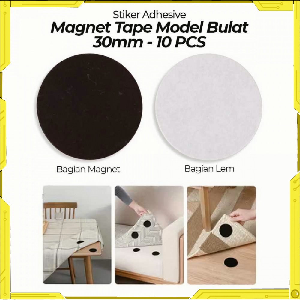 

Stiker Adhesive Magnet Tape Model Bulat 30mm 10 PCS -TL084