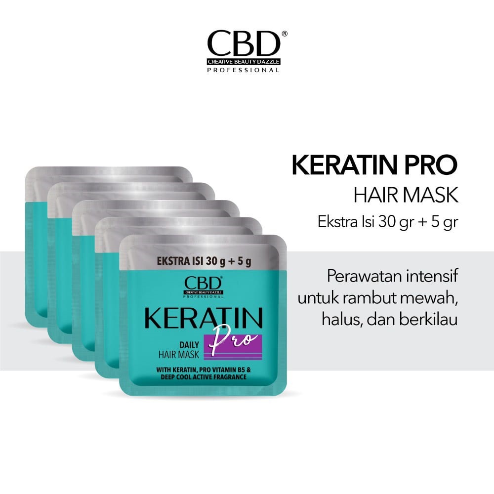 CBD Professionel Keratin Pro Daily Hair Mask Sachet 30gr+5gr 1 Box isi 12 Sachet Masker Rambut